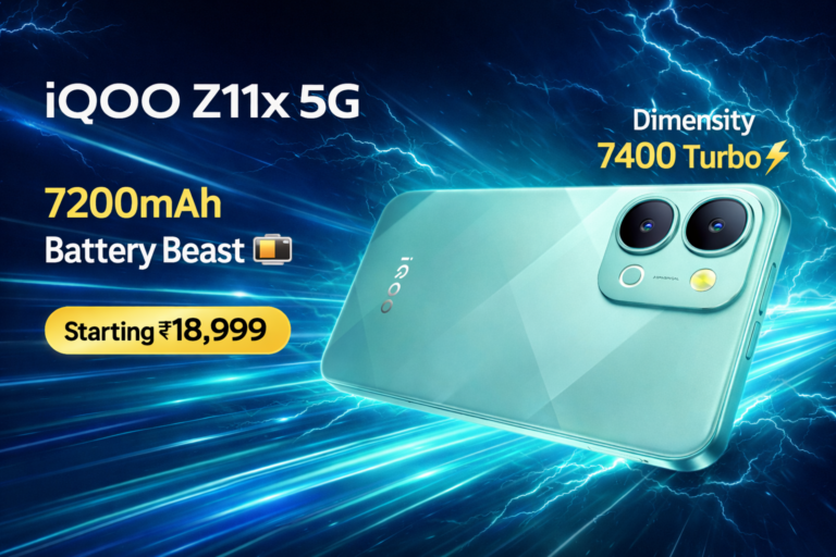 iQOO Z11x 5G with Dimensity 7400 Turbo & 7200mAh Battery – Price in India & Specs